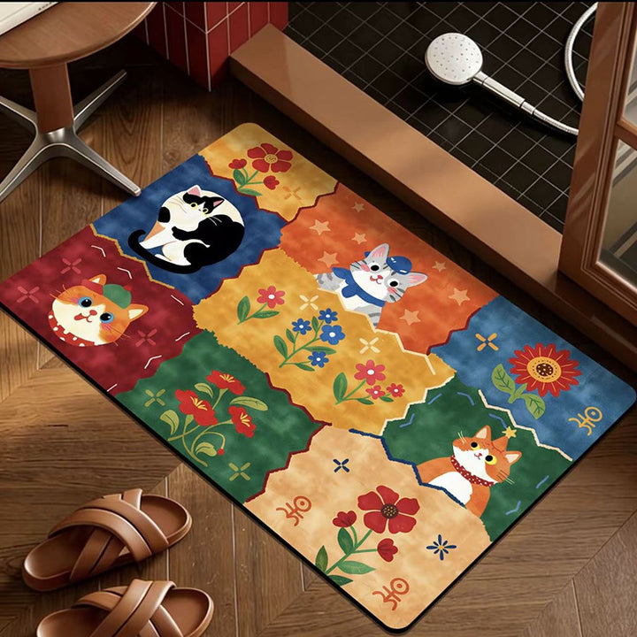 Playful Cat-Themed Indoor Mat