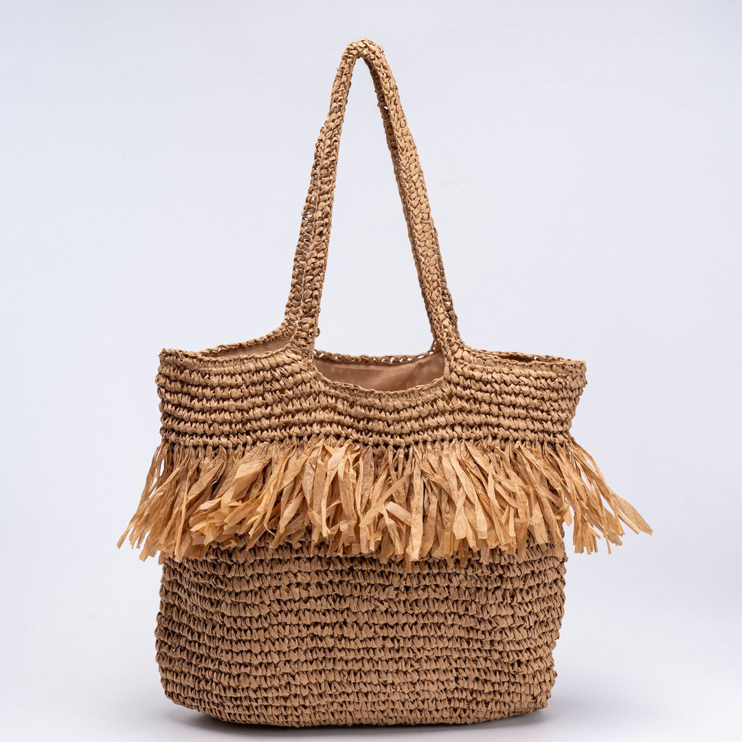 Straw bag with fringes and modern details Bowlift