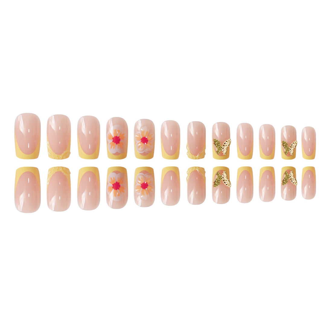 Artistic Floral Press-On Nail Design Bowlift