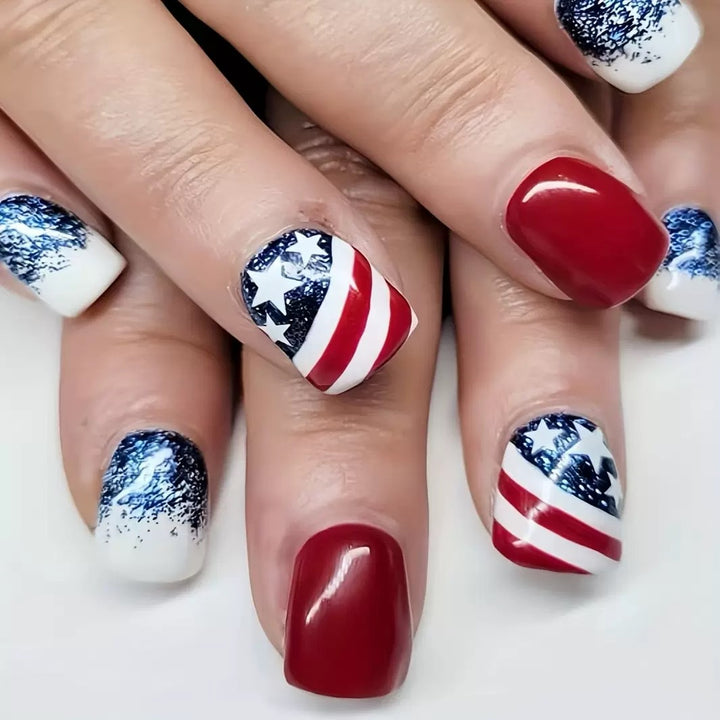 Patriotic Gel Nail Art Extensions Bowlift