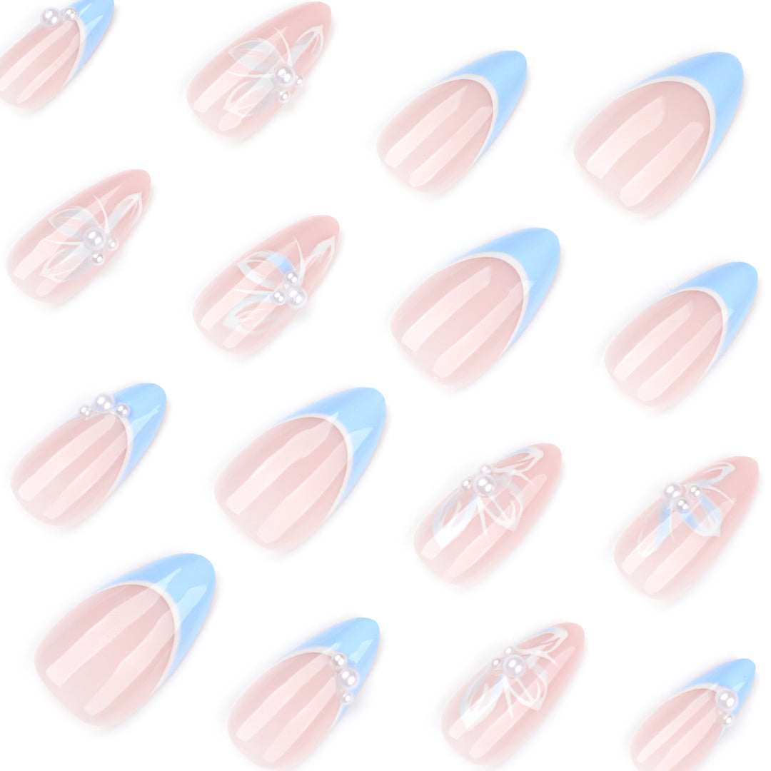 Elegant artificial nails with floral accents and glamorous design Bowlift