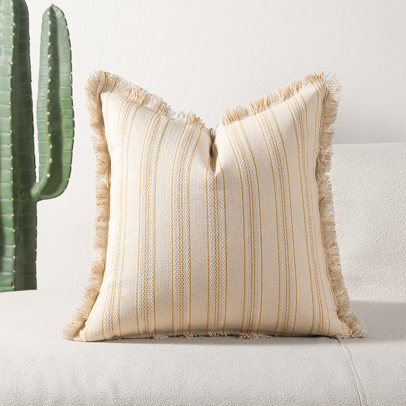 Textured Fringe Accent Throw Pillow