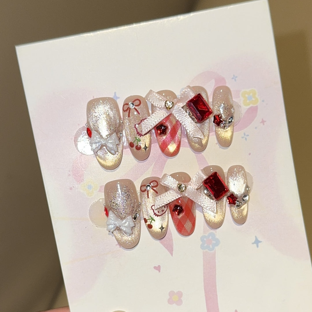 Artificial Nail Set with Playful Character and Detailed Decoration Bowlift