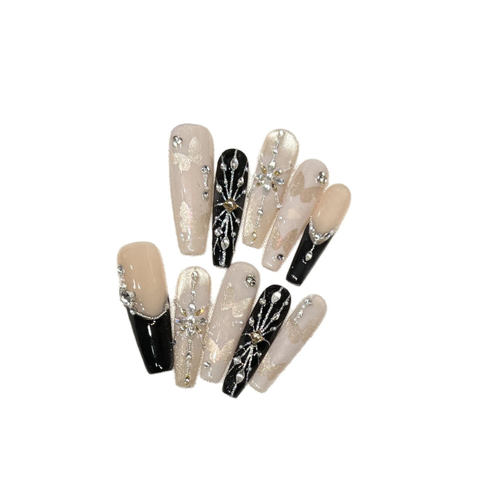 Elegant Butterfly-Inspired Press-On Nail Art Set Bowlift