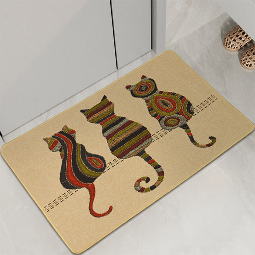 Playful Cat-Themed Bath Mat