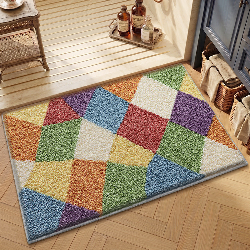 Soft Plush Checkered Bath Mat Bowlift