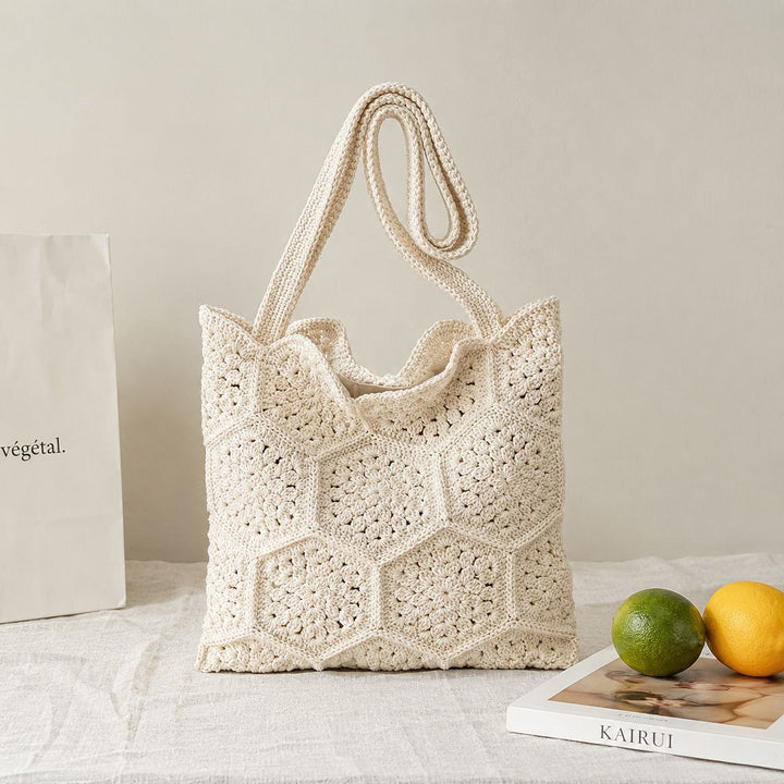 Handwoven shopping bag with unique hexagon pattern Bowlift