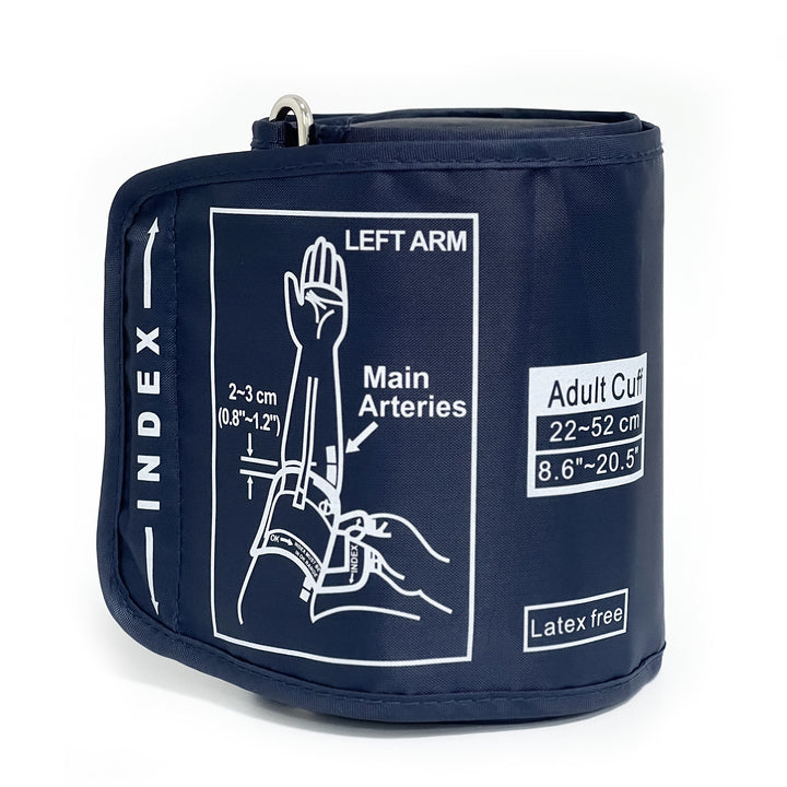 Adjustable adult upper-arm blood pressure cuff with latex free durable nylon sleeve Bowlift