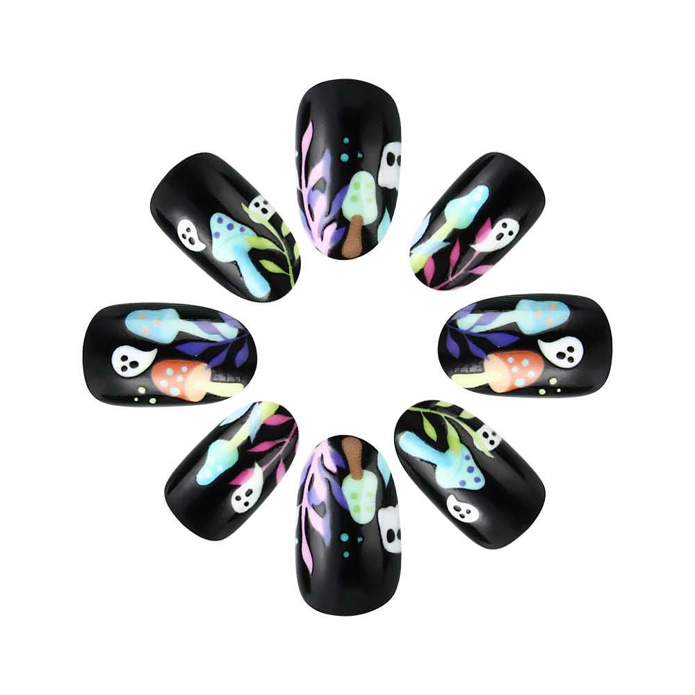 Whimsical Ghost-Themed Press-On Nail Art Bowlift