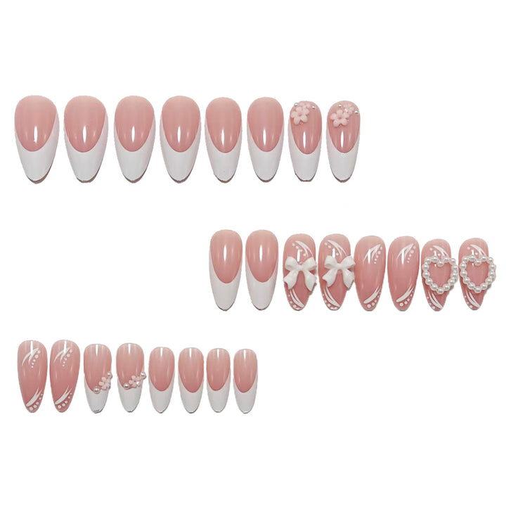 Artificial nails with romantic 3D flower and bow decoration Bowlift
