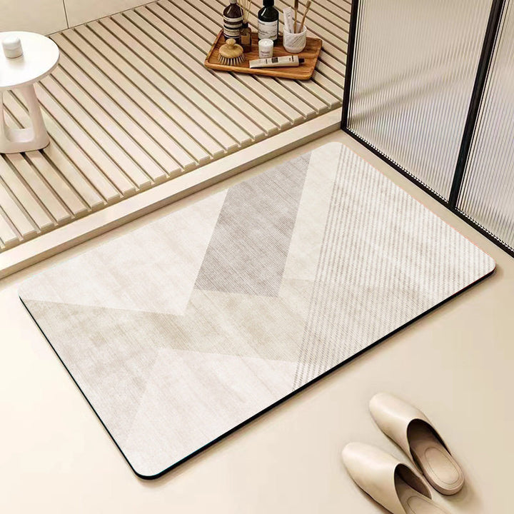 Non-Slip Geometric Pattern Bathroom Mat Bowlift