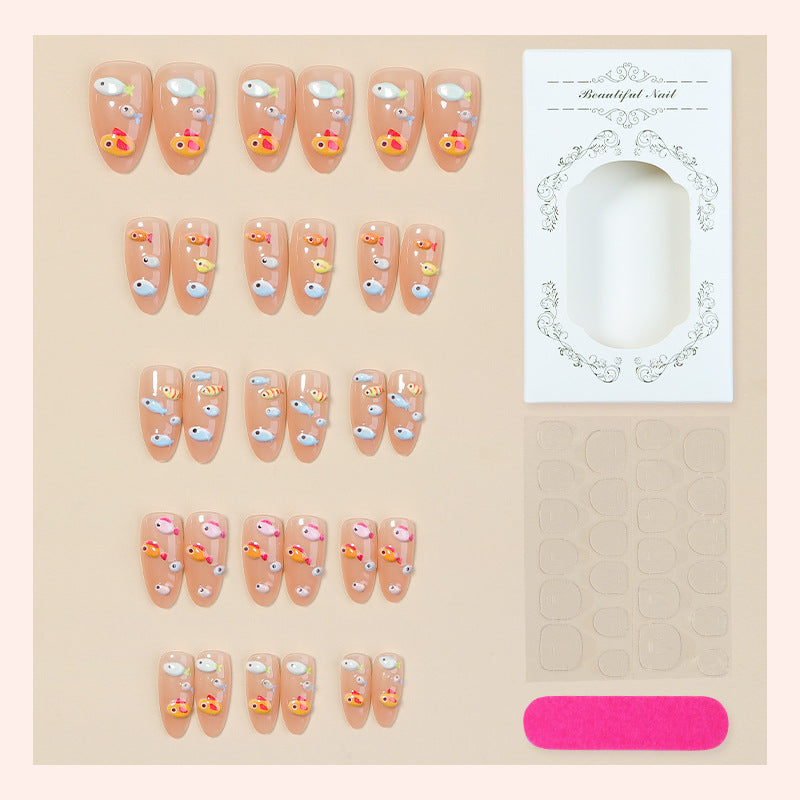 Artistic Fish-Themed Press-On Nail Set Bowlift