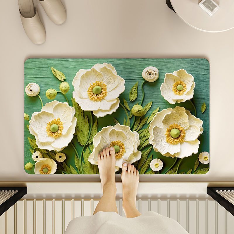 Floral Embossed Bath Mat Bowlift