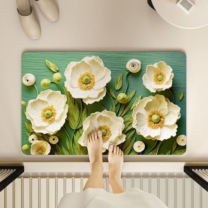 Floral Embossed Bath Mat Bowlift