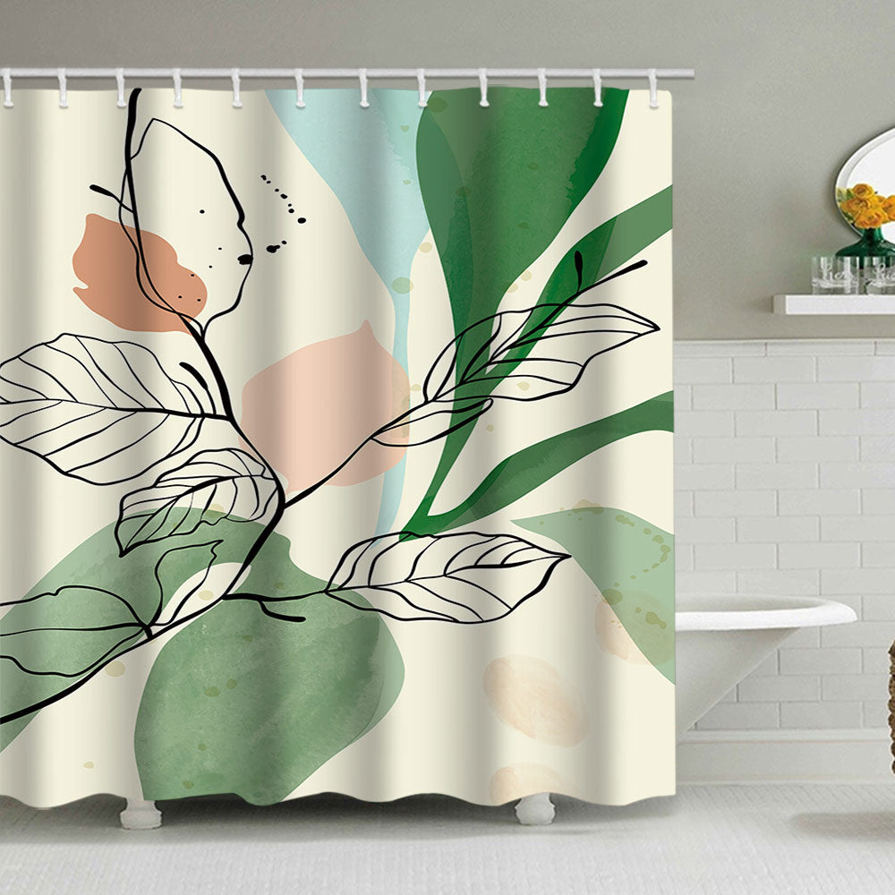 Abstract Botanical Print Shower Curtain Bowlift
