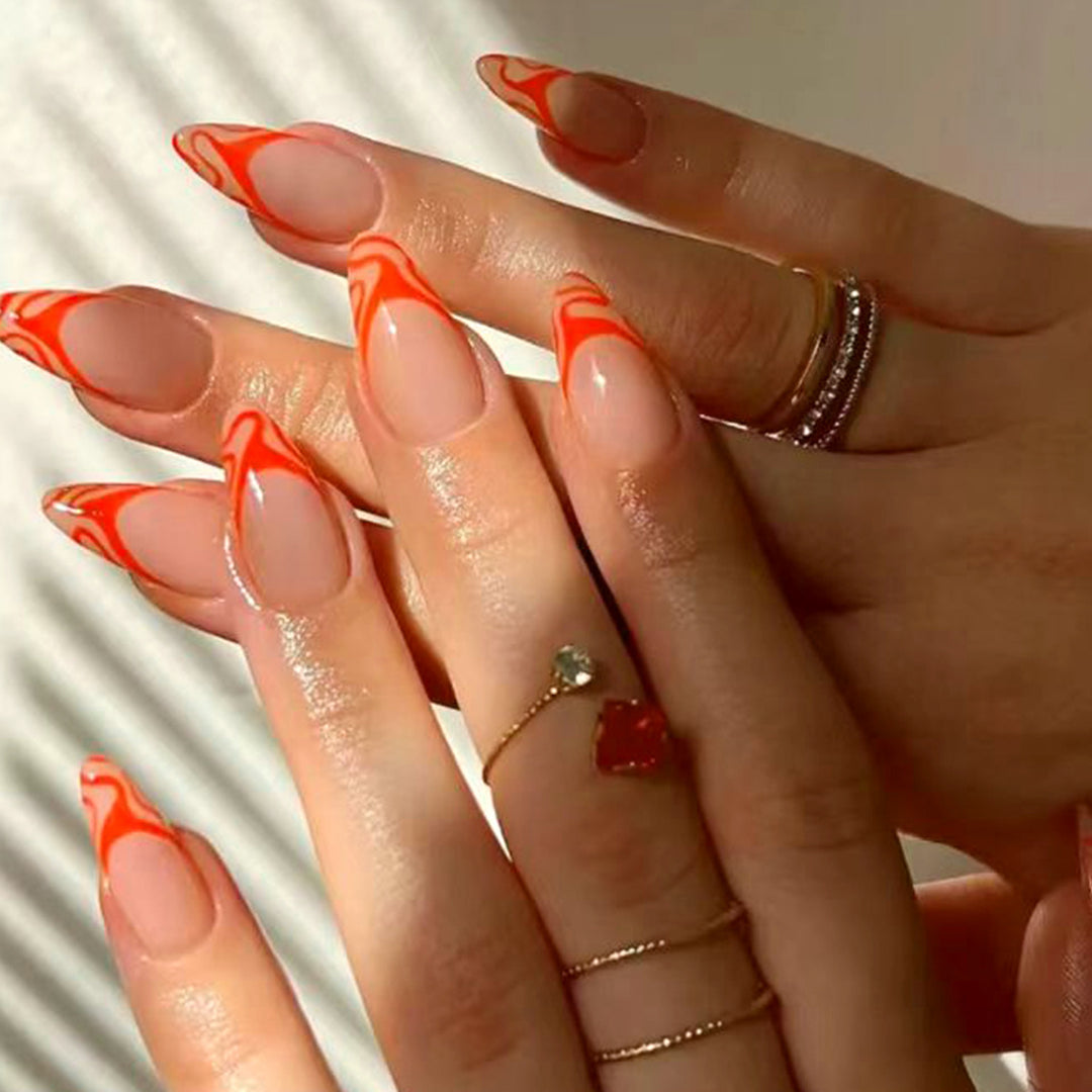 Artistic stiletto nails with marbled design Bowlift