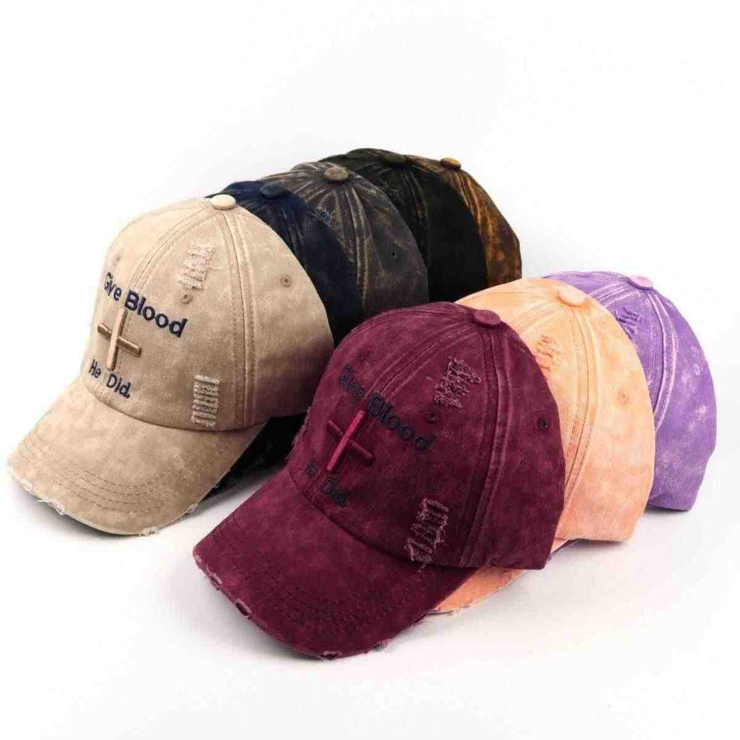 Women's Distressed Graphic Baseball Cap with Inspirational Message Bowlift