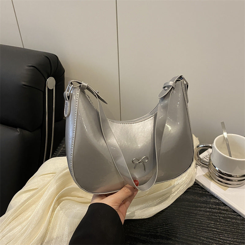 Premium Glossy Faux Leather Hobo Bag Bowlift