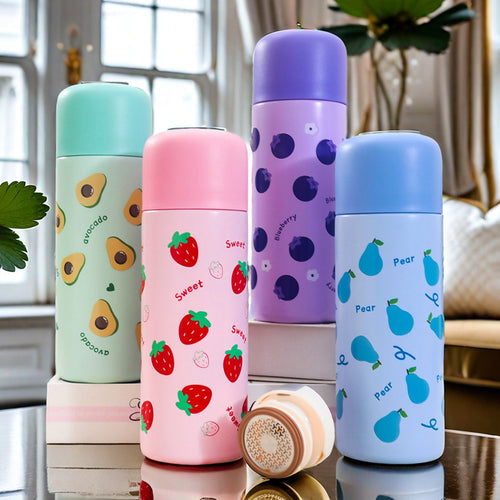 Women's Insulated Water Bottle with Fruity Design and Ergonomic Carry Handle Bowlift