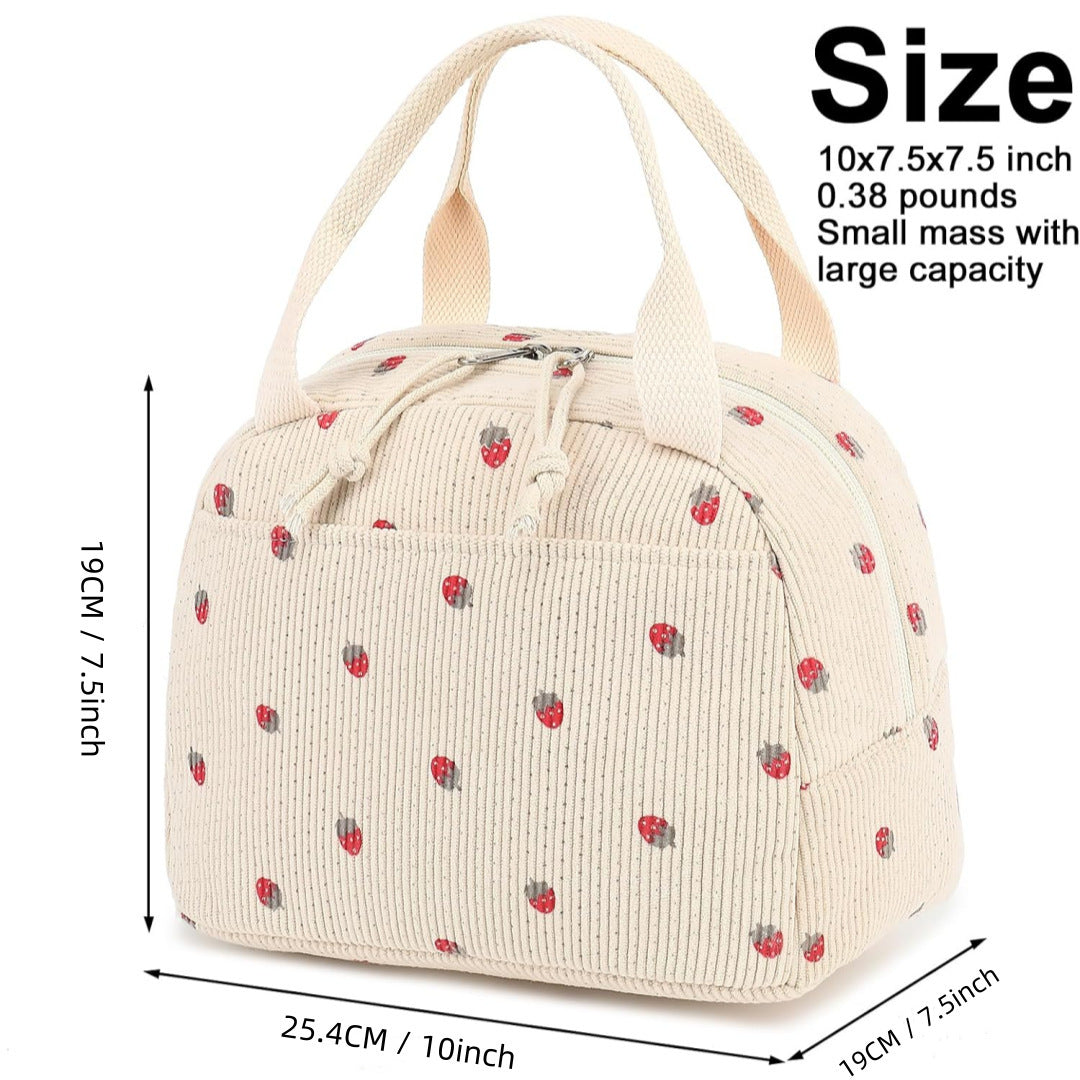 Insulated Strawberry Print Lunch Bag Bowlift