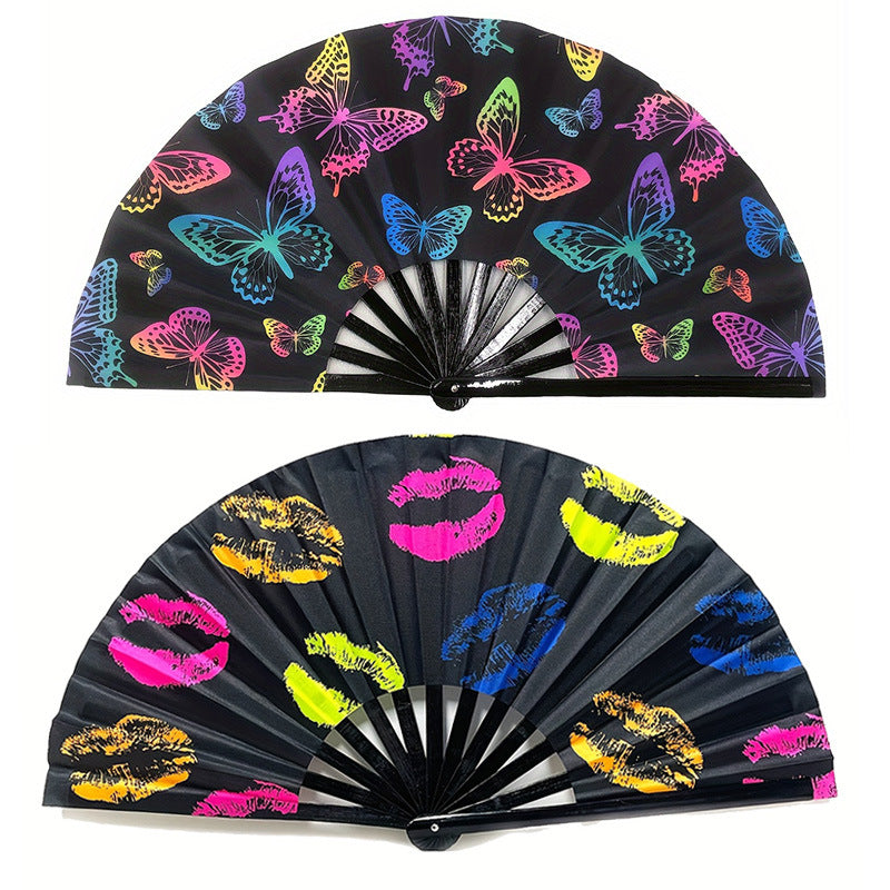 Ladies Fan with Colorful Motif Bowlift