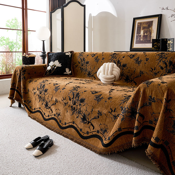 Floral Patterned Decorative Sofa Throw