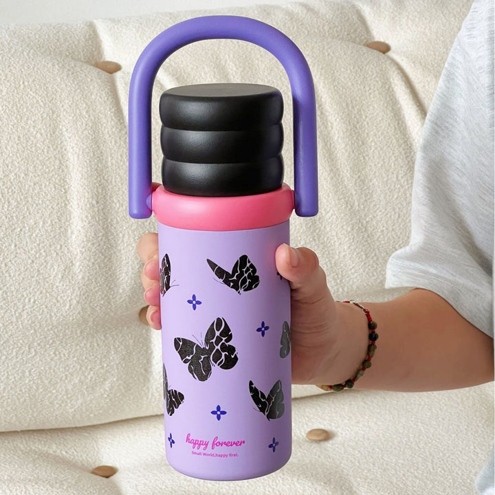 Ladies Insulated Drink Bottle with Design and Practical Handle Bowlift