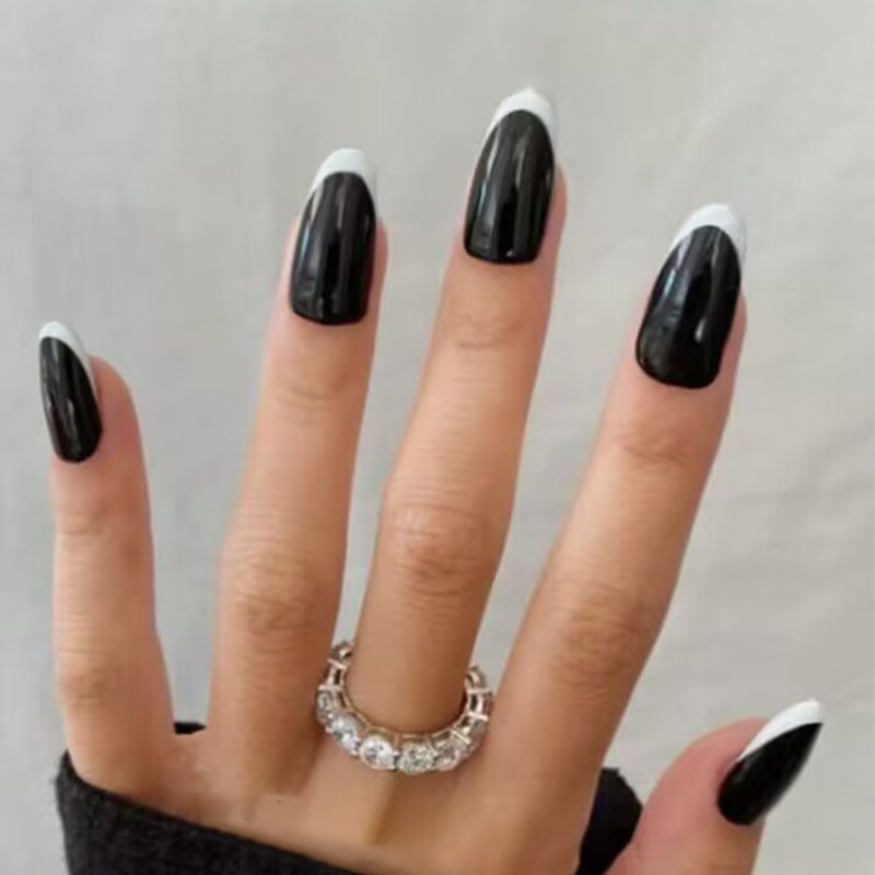 Elegant French Tip Press-On Nail Set Bowlift
