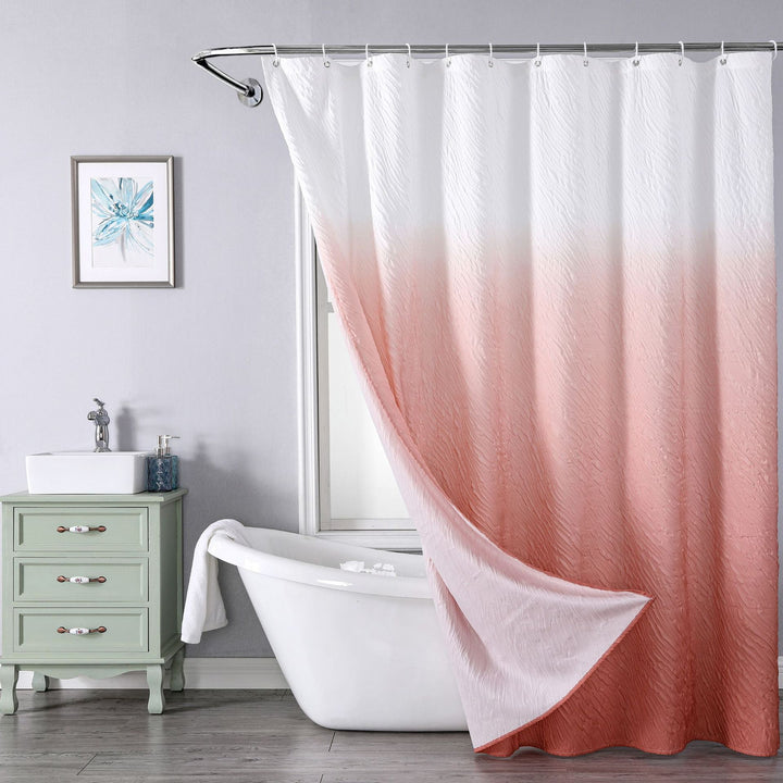 Textured Leaf Motif Shower Curtain Bowlift