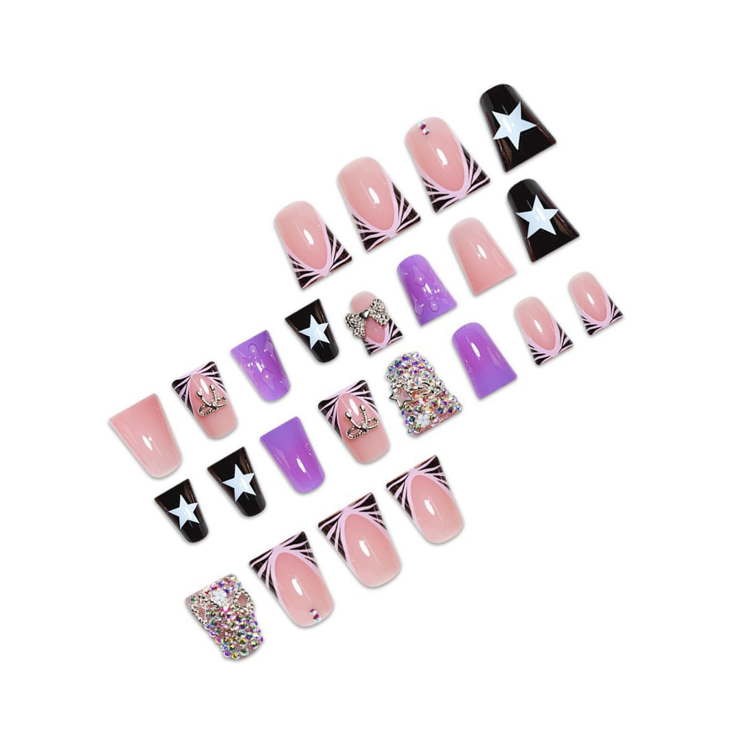 Glamorous Nail Art Extensions with Rhinestone Accents Bowlift
