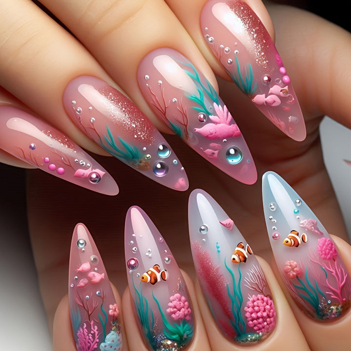 Artificial Nails in Maritime Coral Design Bowlift