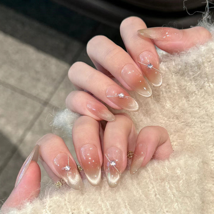 Elegant Press-On Nail Set with Glitter and Gloss Finish Bowlift