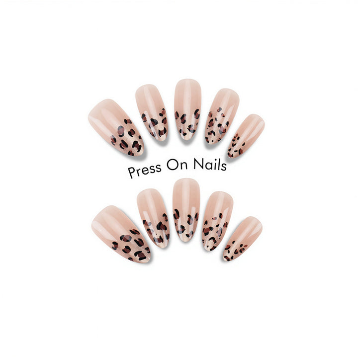 Artistic Leopard-Patterned Press-On Nails Bowlift