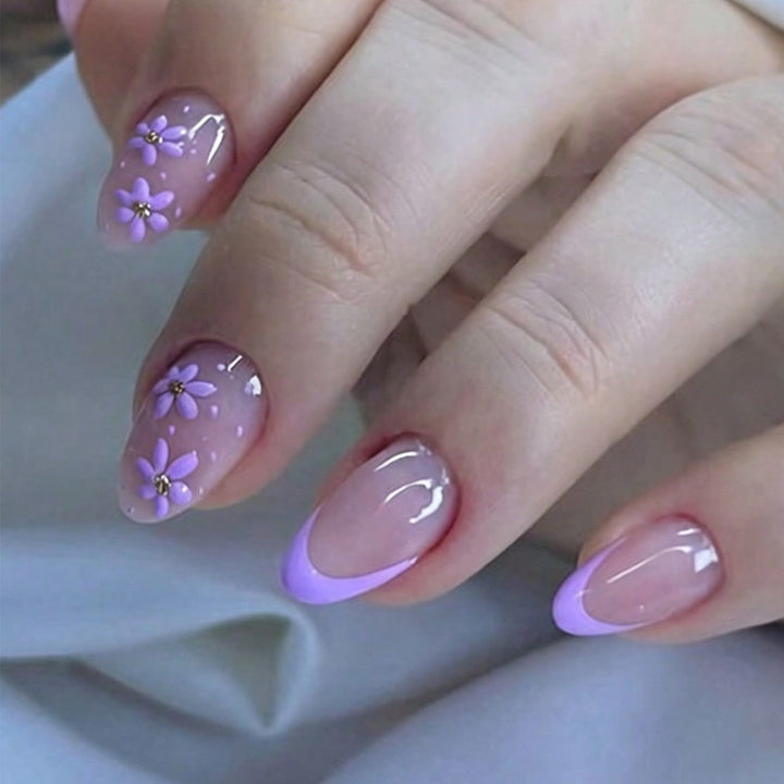 Elegant Floral Bow Press-On Nail Tips Bowlift