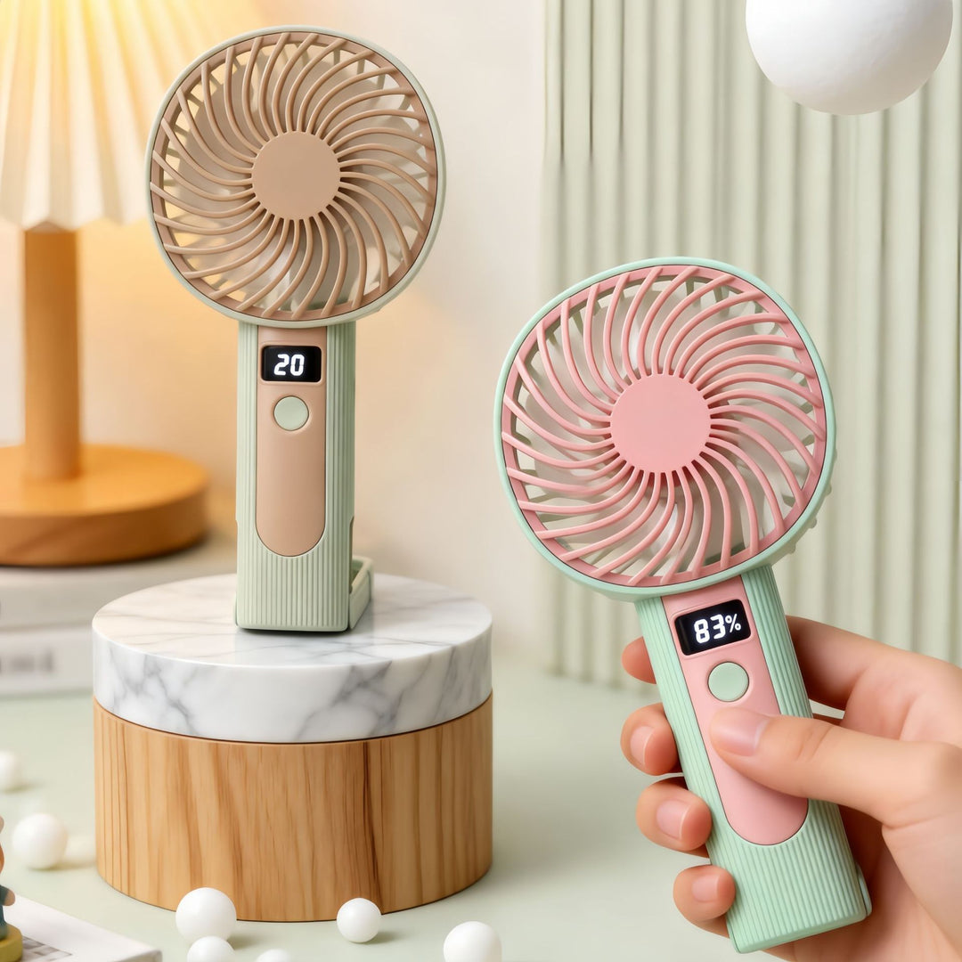 Women Portable Hand Fan with Digital Control and Powerful Battery Bowlift
