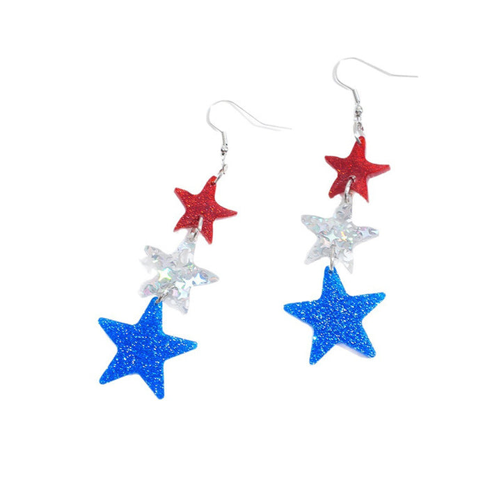 Women's long acrylic letter earrings three-piece with hologram and glitter effect Bowlift