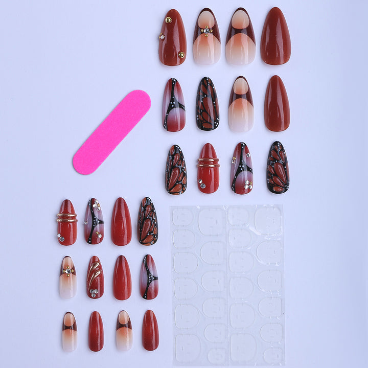 Artificial Nails with Luxurious Decorations Bowlift