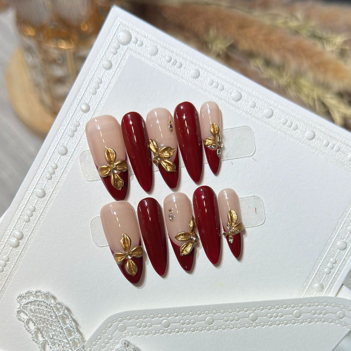 Luxury Floral Acrylic Press-On Nail Set Bowlift