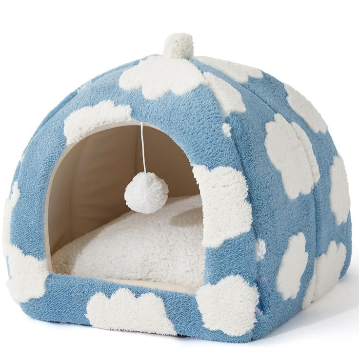 Cozy Checkered  Hideaway  Dog Bed