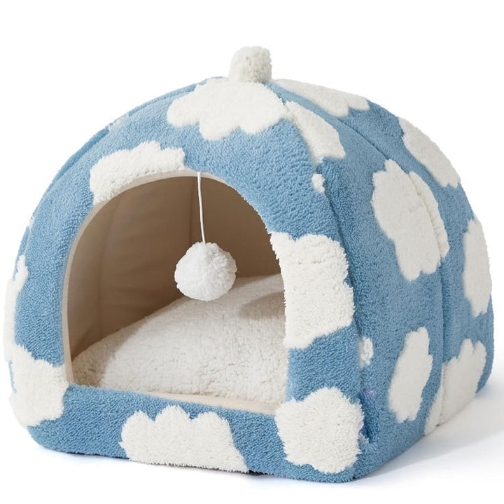 Cozy Checkered  Hideaway  Dog Bed