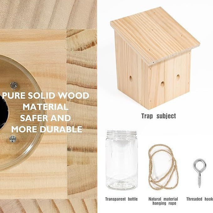 Hanging wooden bird feeder with glass jar seed reservoir and natural jute hanger Bowlift