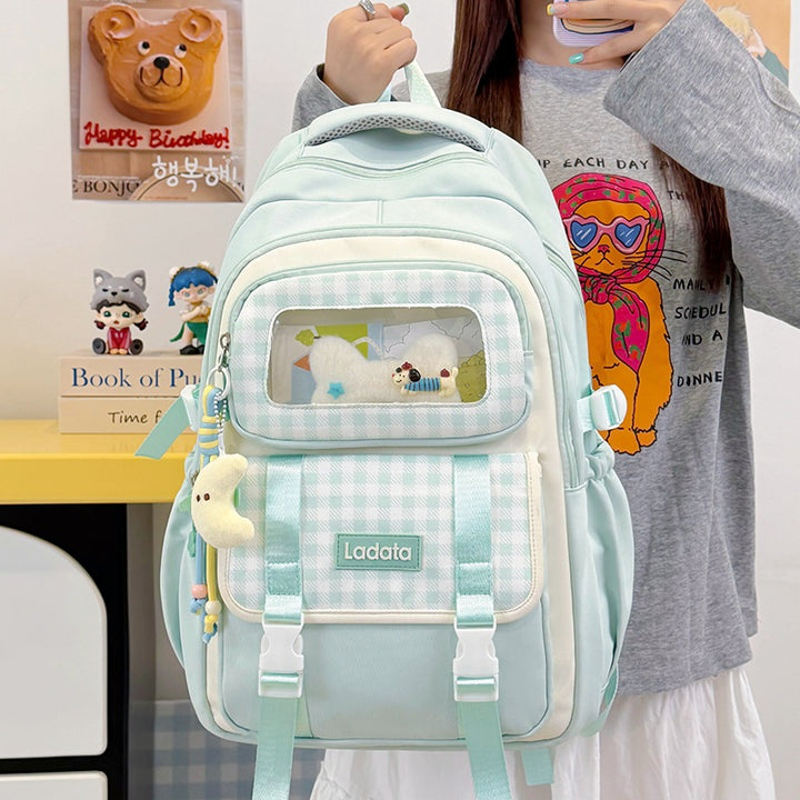 Versatile Checkered Patterned Backpack Bowlift