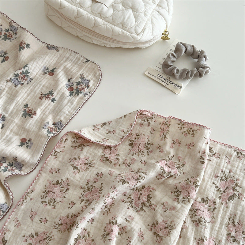 Unisex Cotton Muslin Blanket with Floral Design and Ruffle Details Bowlift