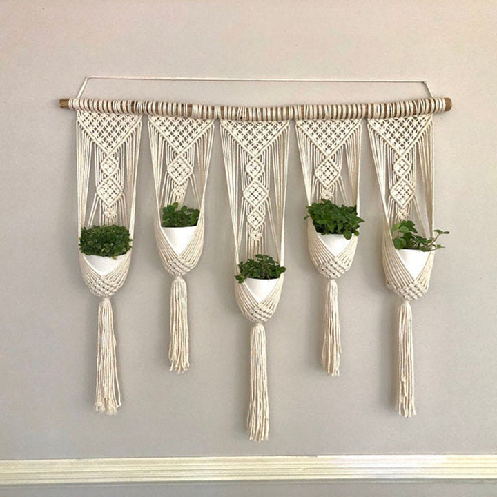 Elegant macramé wall hanging with intricate details