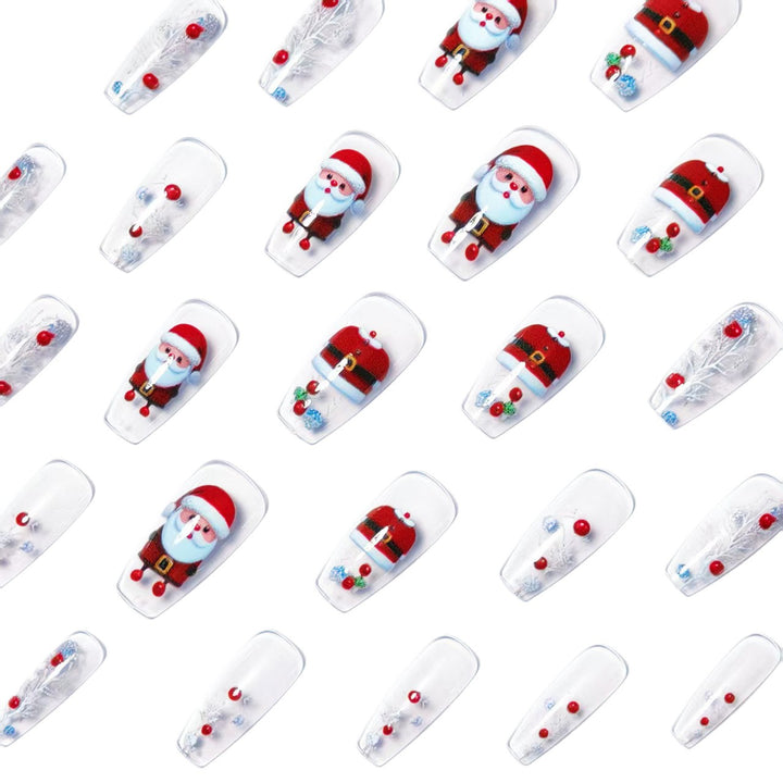Artificial nails in festive Christmas design Bowlift