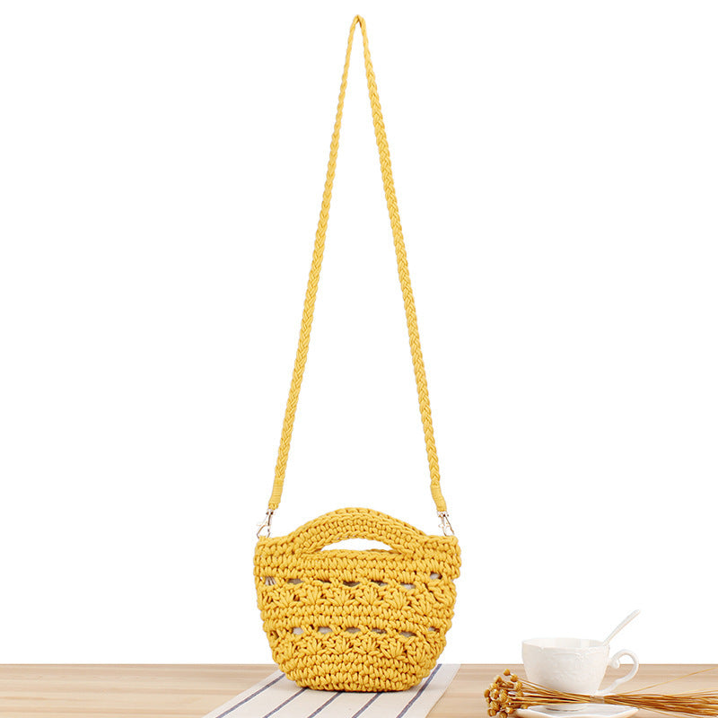 Playful macrame shoulder bag with braided handle Bowlift