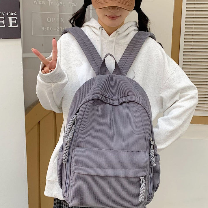 Backpack Made of Durable Ribbed Material Bowlift