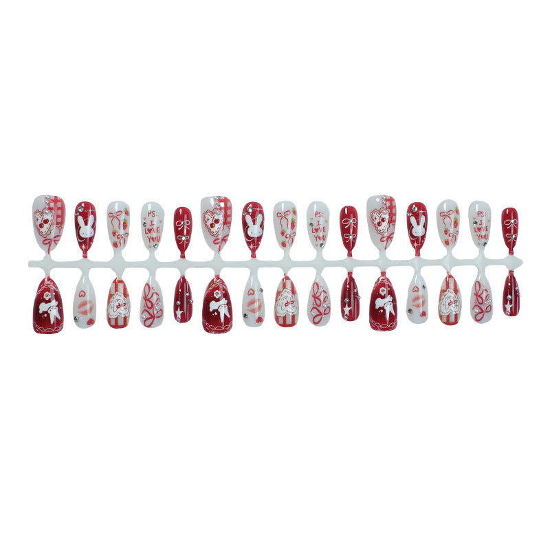 Nail art set with cute bunny and heart designs Bowlift