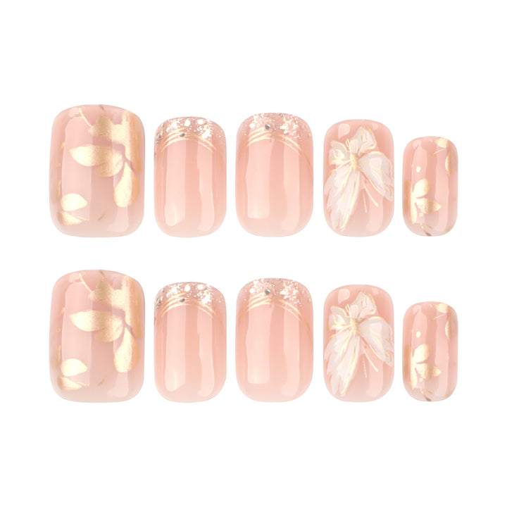 Artful nail design with leaf motifs Bowlift