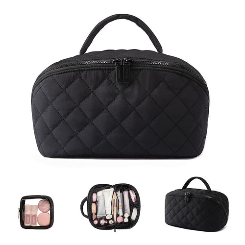Cosmetic storage bag with multifunctional interior Bowlift